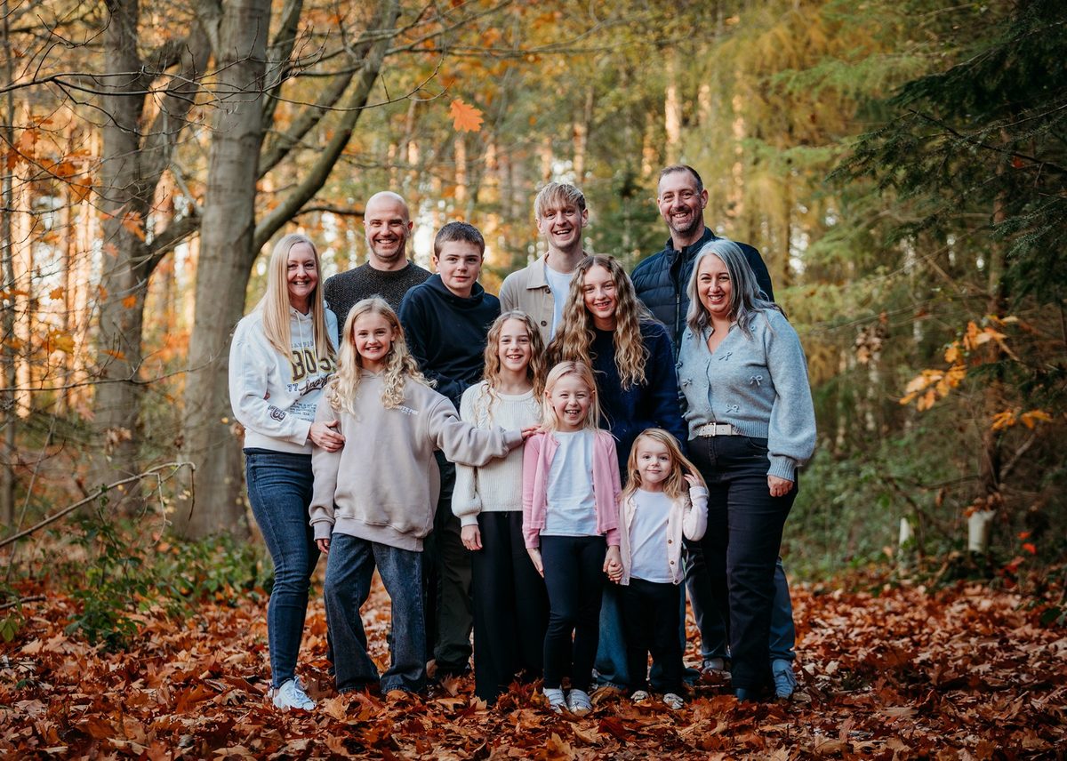 Extended Family session - a larger family group enjoying a relaxed outdoor photography session